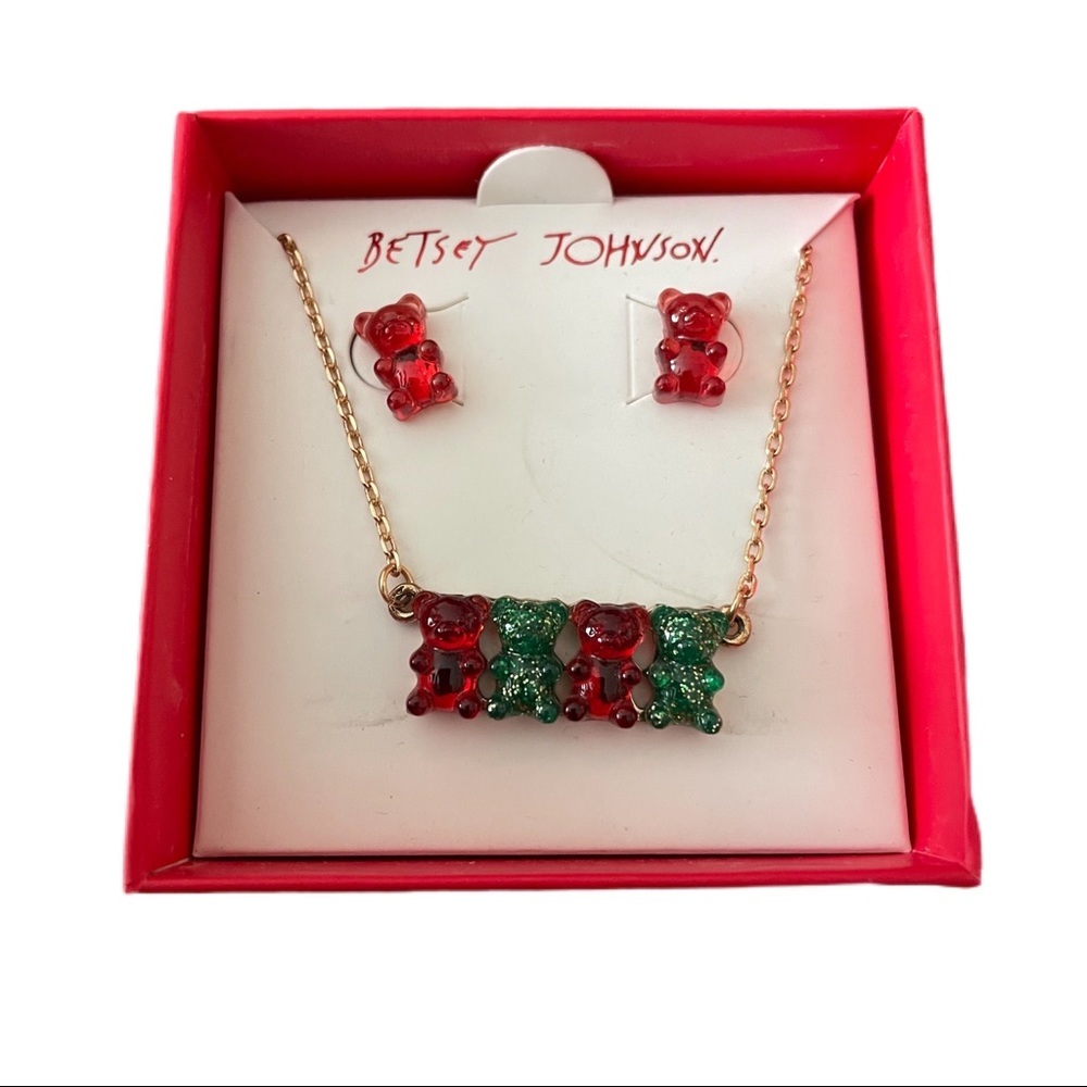 New Betsey Johnson Gummy Bears Earrings & Necklace Set - Picture 4 of 8
